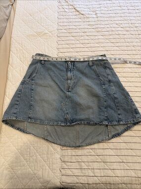 Free People Denim High-Low Mini Skirt - Light Blue size 32